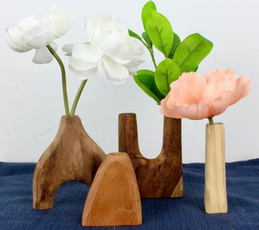 Hand Carved Wooden Vase - Assortment