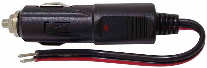 Cig Plug W/2Amp Fuse Red Led 5" Red/Blk 16 G Lead
