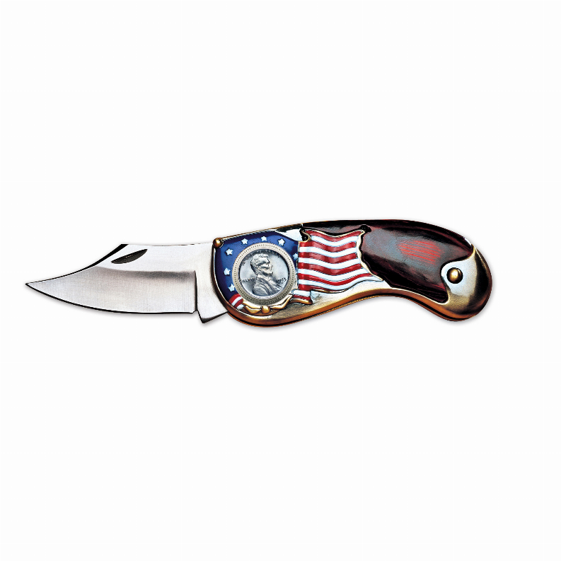 American Flag Coin Pocket Knife - 4 3/16" x 1 7/16" x 13/16"Multi1943 Lincoln Steel Penny