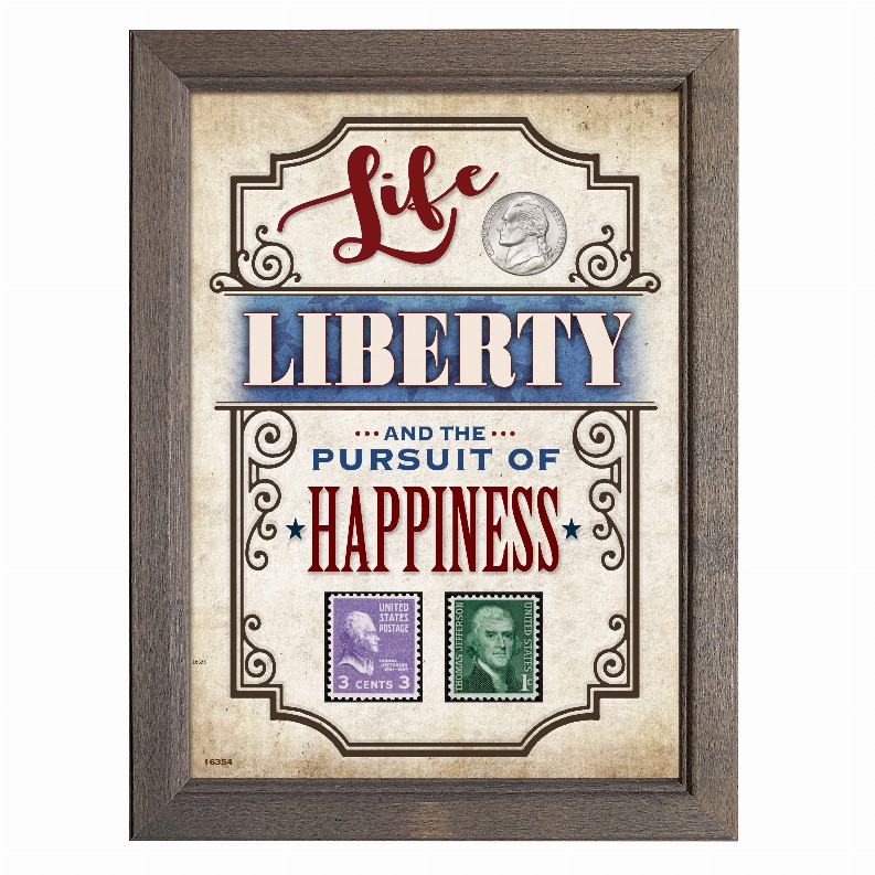 Life, Liberty And The Pursuit Of Happiness Thomas Jefferson Coin And Stamp Frame