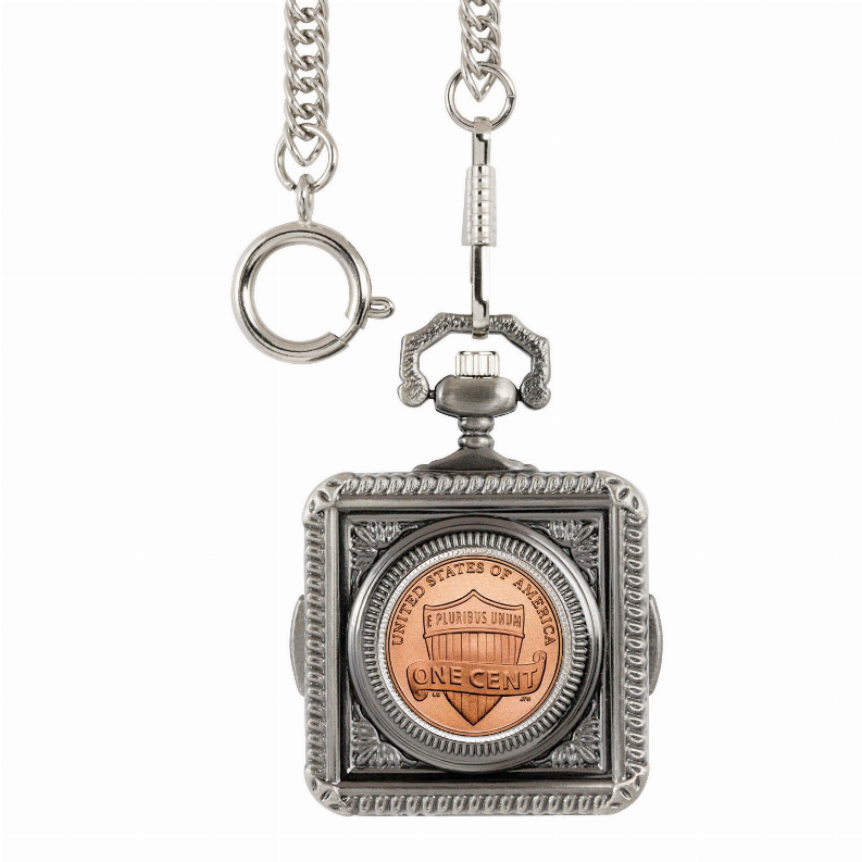Lincoln Union Shield Penny Coin Pocket Watch