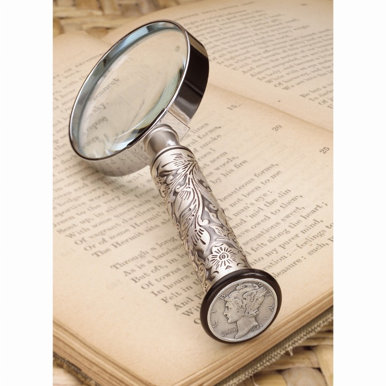 Silver Mercury Dime Letter Opener and Magnifying Glass Gift Set - 5" x 2" x 3/8" Silver 1