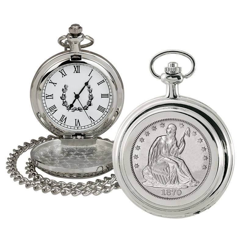 Silver Seated Liberty Half Dollar Coin Pocket Watch