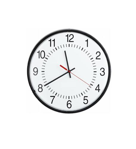 16in Rnd Wired Analog Clock- Black- Sur