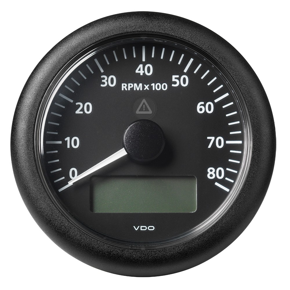 VDO Marine 3-3/8" (85MM) ViewLine Tachometer with Multi-Function Display - 0 to 8000 RPM - Black Dial & Bezel