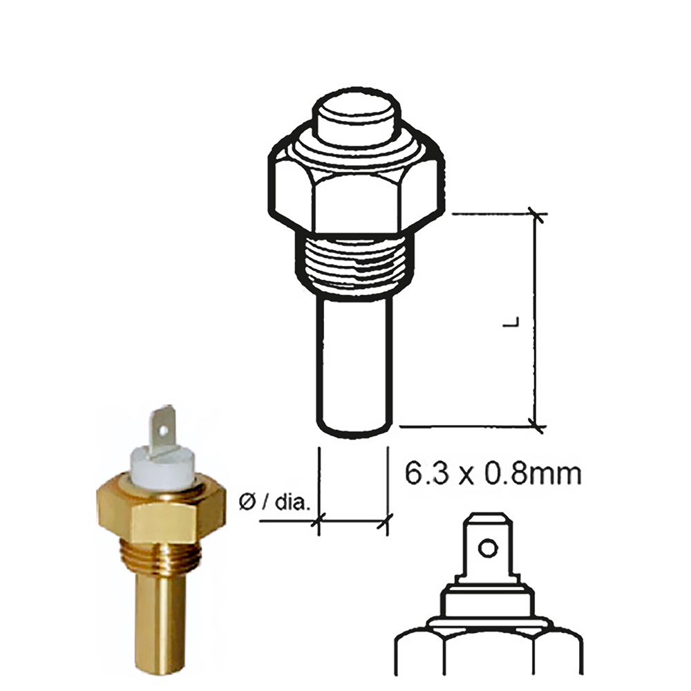 VDO Marine Coolant Temperature Sensor - Single Pole Spade - 40-120°C/105-250°F - 6-24V - 3/8"-18NPTF Thread
