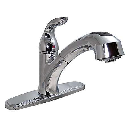 Kitchen Faucet, 8In Pull Out Hybrid, 1 Lever, Ceramic Disc, Chrome