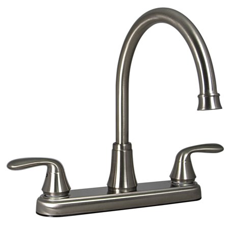 Kitchen Faucet, 8In Hi-Arc Hybrid, 2 Lever, Brushed Nickel