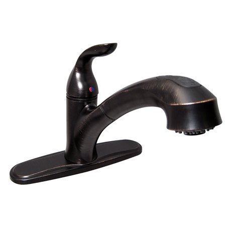 Kitchen Faucet, 8In Pull Out Hybrid, 1 Lever, Ceramic Disc, Rubbed Bronze