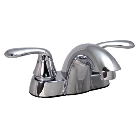 Bathroom Faucet, 4In Hybrid Low-Arc, 2 Lever, 1/4 Turn, Chrome