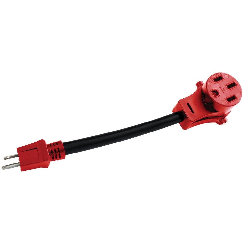 15Am-50Af Adapter Cord, 12In, Red, Bulk