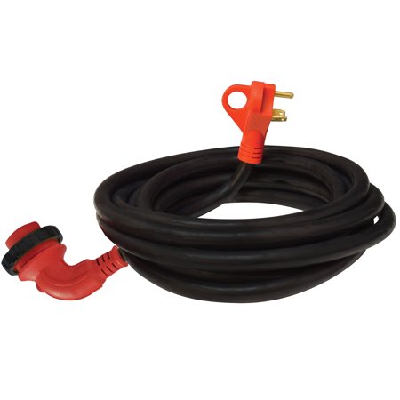 30A 90 Deg LED Detach Power Cord W/Handle, 25Ft, Red, Boxed