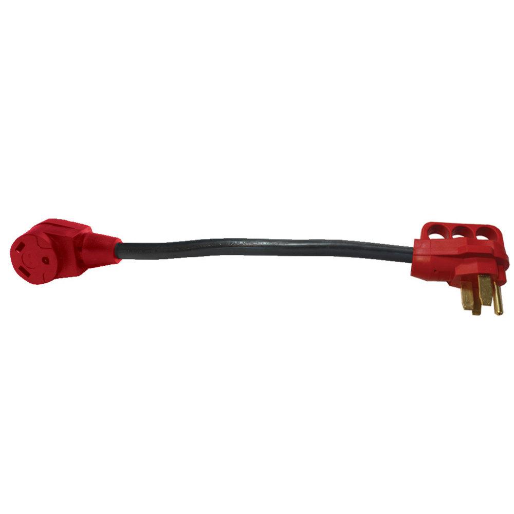 50Am-30Af Adapter Cord W/Handle, 12In, Red, Carded
