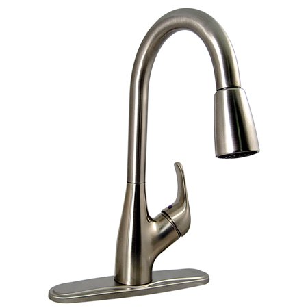 Kitchen Faucet W/ Spray Shut-Off, 8In Hybrid, Ceramic Disc, Brushed Nickel
