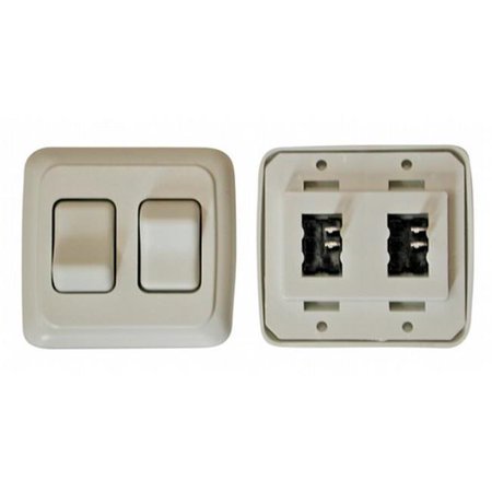 Double Contour On/Off Switch With Base And Plate - White