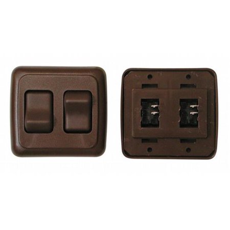 Double Contour On/Off Switch With Base And Plate - Brown