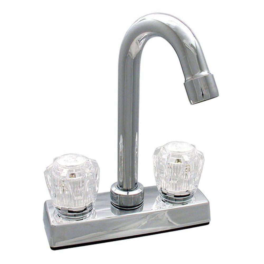 Bar Faucet, 4In With 6In Spout, 2 Knob, Plastic, Chrome