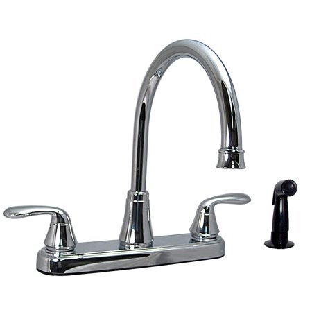 Kitchen Faucet W/ Side Spray, 8In Hi-Arc Hybrid, 2 Lever, Chrome