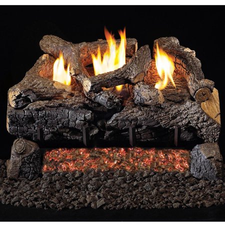 Real Fyre 30-inch Evening Fyre Charred Log Set With Vent-free Natural Gas Ansi Certified G18 Burner - Variable Flame Remote