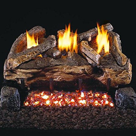 Real Fyre 24-inch Evening Fyre Split Log Set With Vent-free Natural Gas Ansi Certified G18 Burner - Basic On/Off Remote