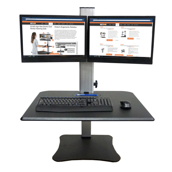 Victor DC350 Dual Monitor Sit-Stand Desk Converter - Up to 24" Screen Support - 25 lb Load Capacity - 20" Height x 28" Width x 2