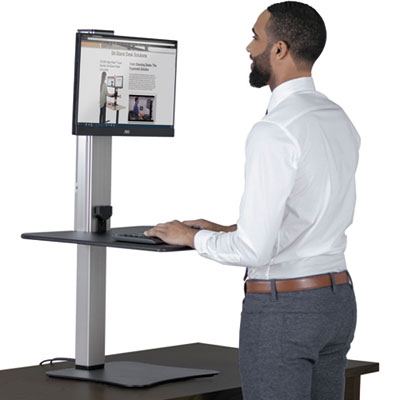 Victor High Rise Electric Single Monitor Standing Desk Workstation - Supports One Monitor of Any Size Up yo 25 lbs - 0" to 20" H