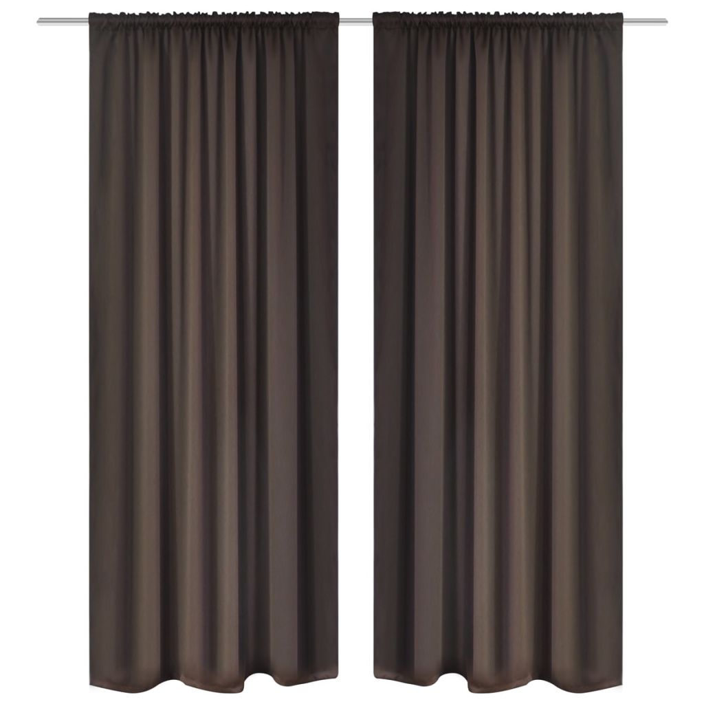 2 pcs Brown Slot-Headed Blackout Curtains 53" x 96"