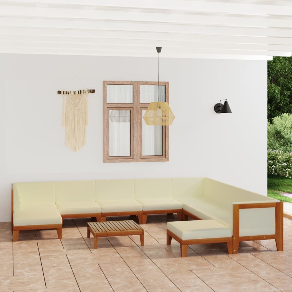 vidaXL 11 Piece Patio Lounge Set with Cushions Solid Acacia Wood