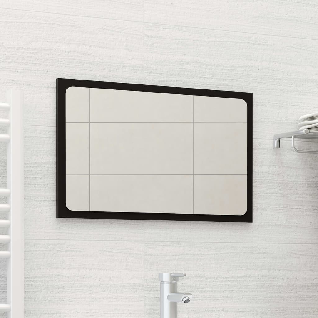vidaXL Bathroom Mirror Black 23.6"x0.6"x14.6" Chipboard