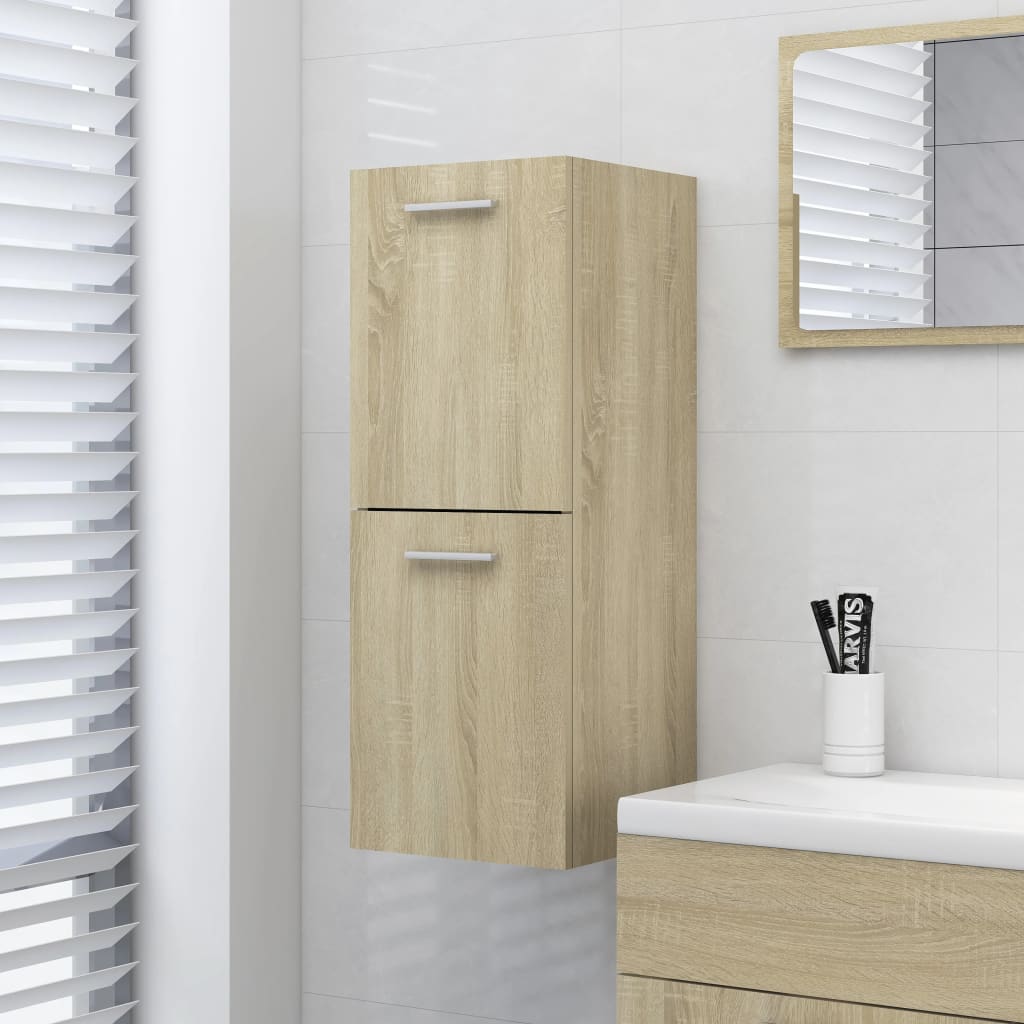 vidaXL Bathroom Cabinet Sonoma Oak 11.8"x11.8"x31.5" Chipboard