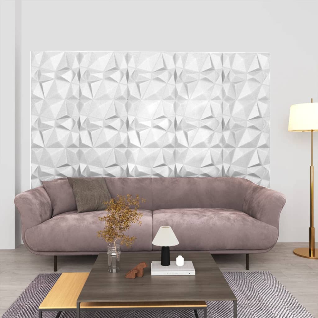 vidaXL 3D Wall Panels 24 pcs 19.7"x19.7" Diamond White 64.6 ft2