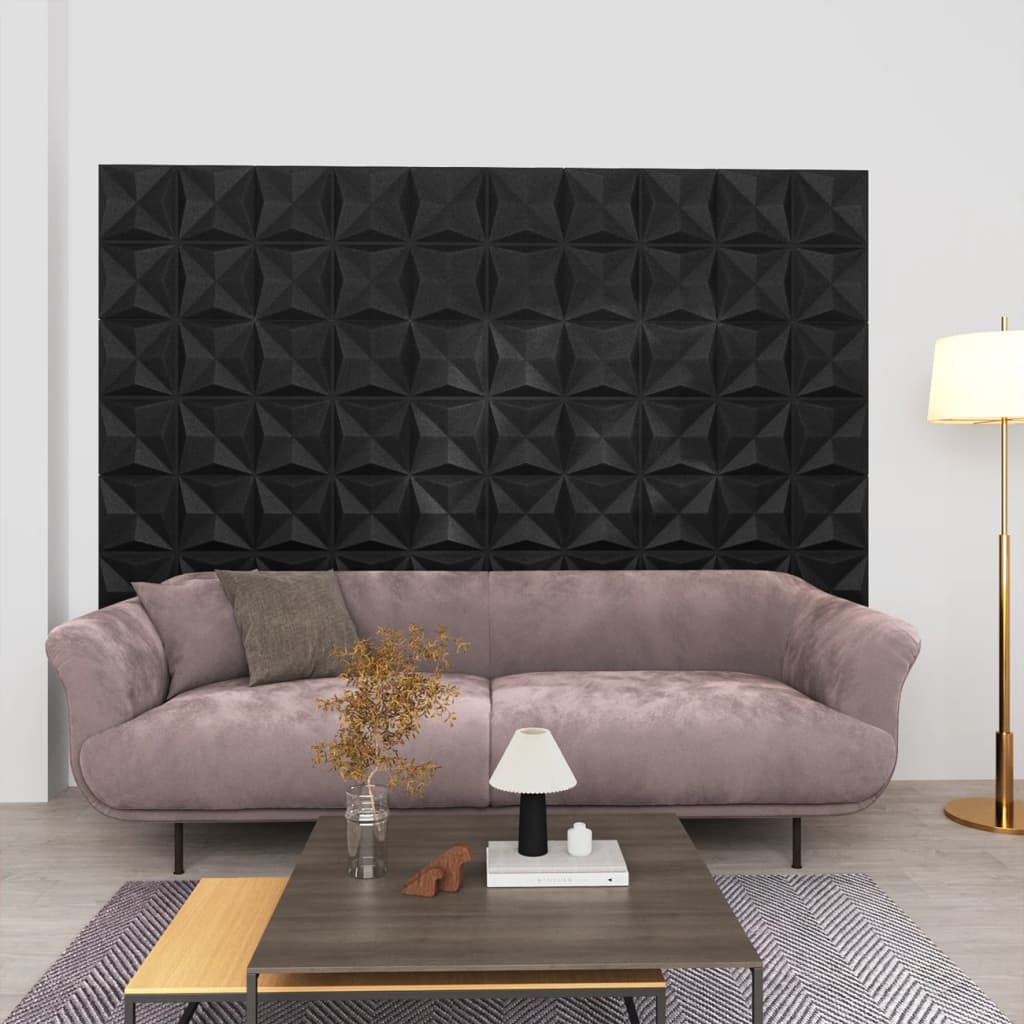 vidaXL 3D Wall Panels 48 pcs 19.7"x19.7" Origami Black 129.2 ft2