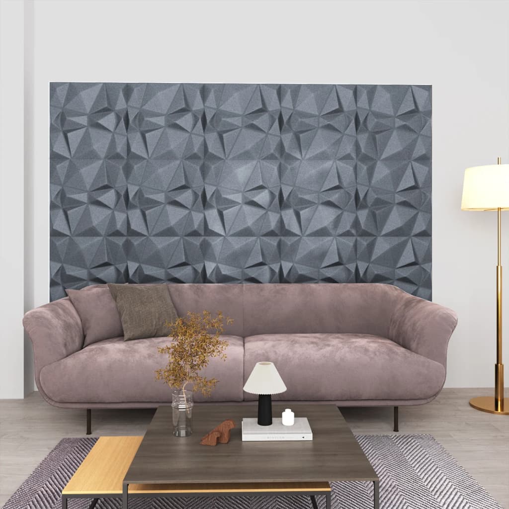 vidaXL 3D Wall Panels 24 pcs 19.7"x19.7" Diamond Gray 64.6 ft2