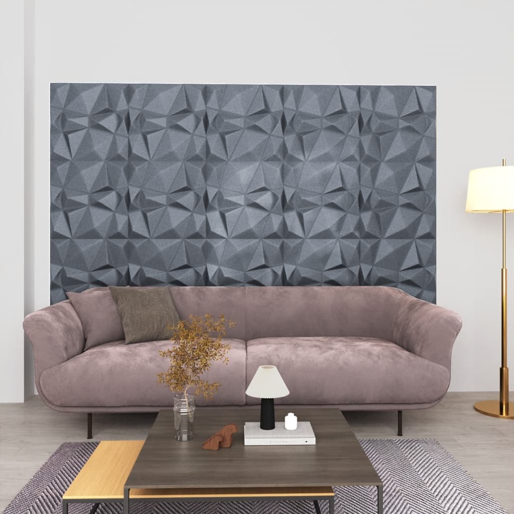 vidaXL 3D Wall Panels 48 pcs 19.7"x19.7" Diamond Gray 129.2 ft2