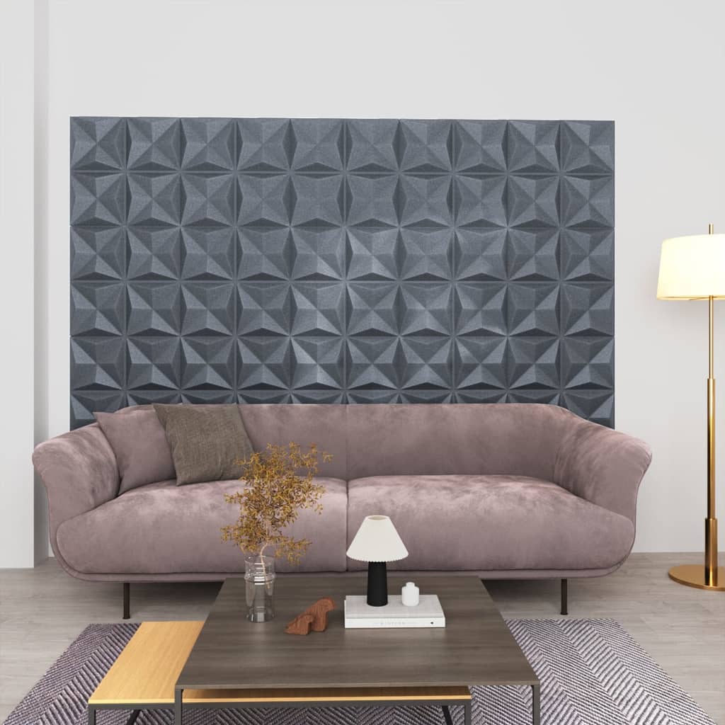 vidaXL 3D Wall Panels 48 pcs 19.7"x19.7" Origami Gray 129.2 ft2