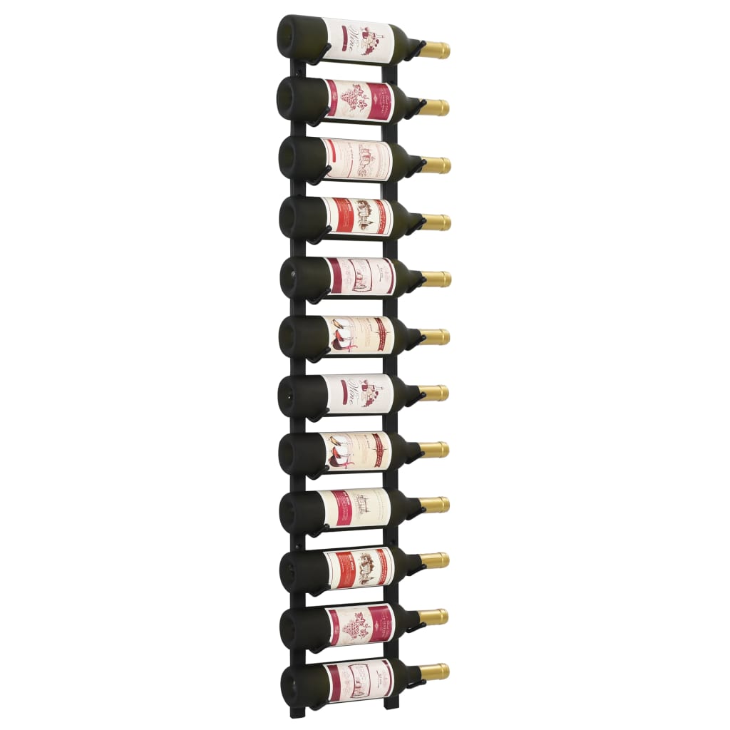 vidaXL Wall Mounted Wine Rack for 12 Bottles Black Iron