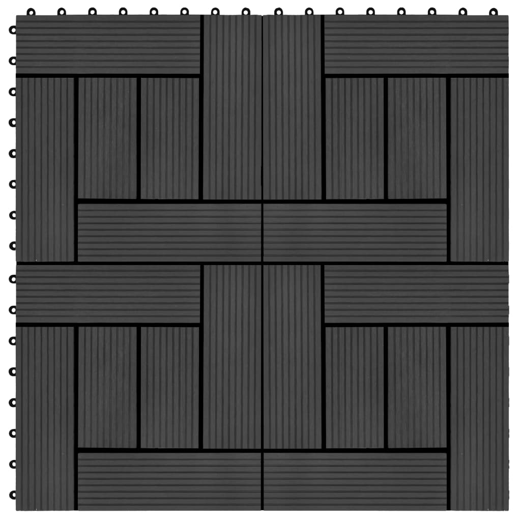 vidaXL 11 pcs Decking Tiles WPC 11.8"x11.8" 1 sqm Black