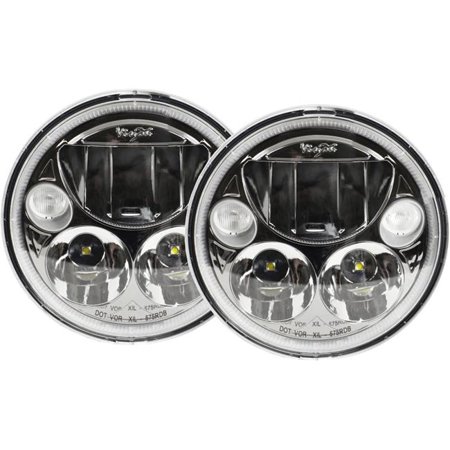 KIT OF TWO BLACK CHROME FACE 5.75IN ROUND VX LED HEADLIGHT W/LOW-HIGH-HALO