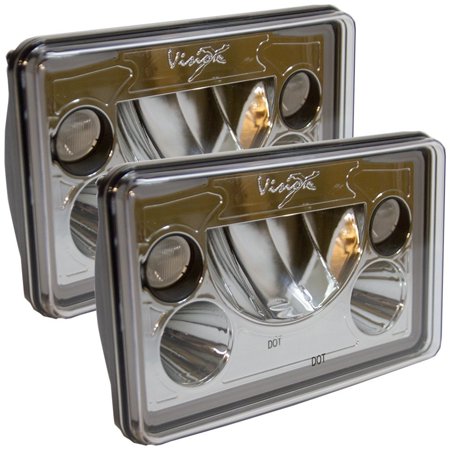 PAIR OF 4X6IN RECTANGLE VX LED HEADLIGHTS W/LOW-HIGH-HALO