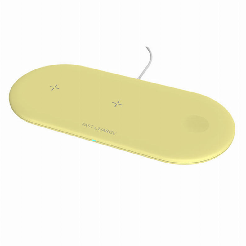 3 in 1 Multi Device Qi Wireless Fast Charger - Yellow