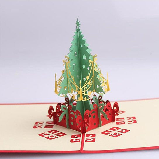 3D Christmas Tree Greeting Cards Memories Treasured Forever
