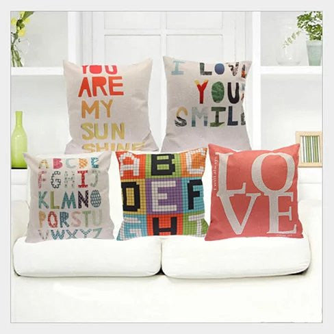 ABC of Love Cushion Covers - All 5 Love Pillow Cases