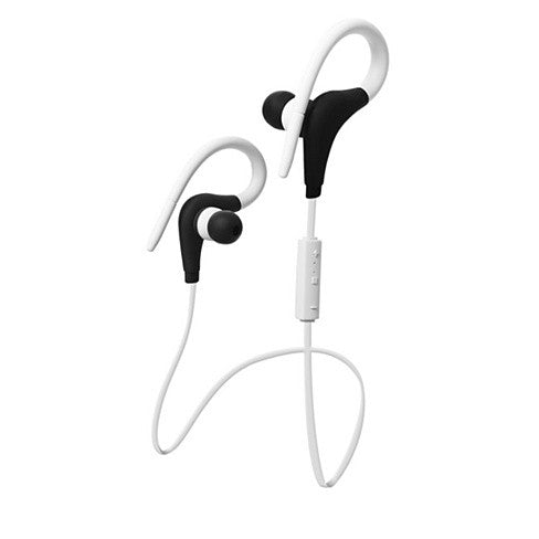 Bluetooth Headphone with Secure Ear Hook and Remote - White