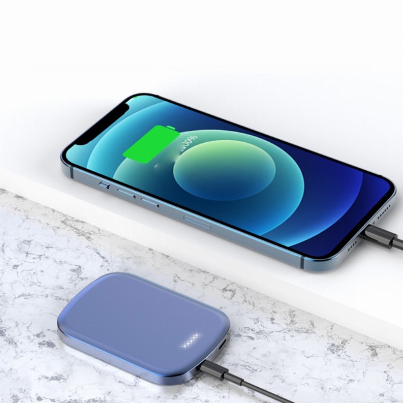 Chargomate Magnetic Portable Wireless Charger And Power Bank For Apple And Android - Metallic Blue