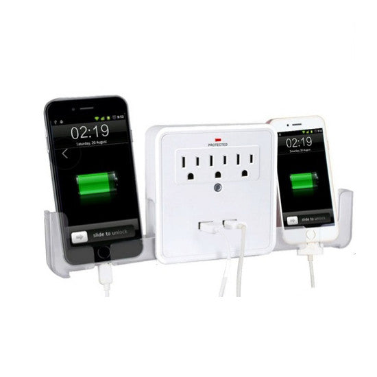 Classic Combo Wall Adapter With 3 AC Outlets With Surge Protection And Dual USB Ports To Charge Your Gadgets