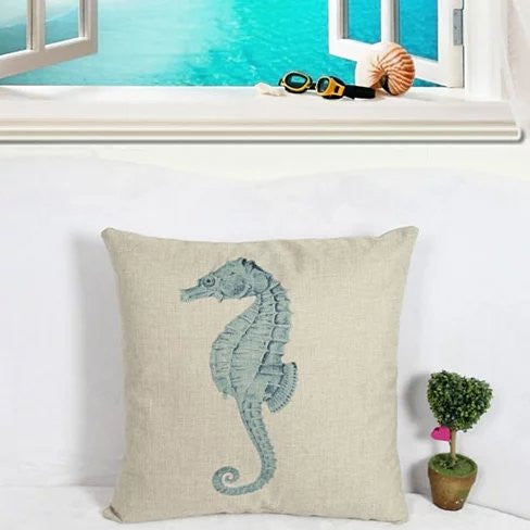 Coastal Charm Cushion Covers - Seahorse