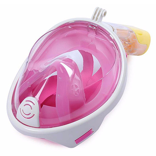 Full Face Snorkel Mask with Optional HD 1080P Action Sports Camera - Pink Mask Only Pink
