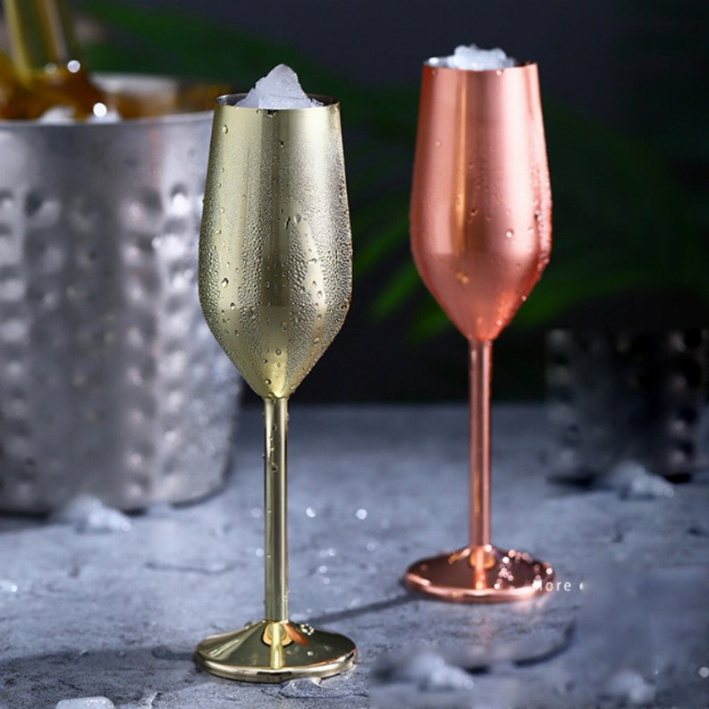 Happiest Hours Cocktail Glasses Let The Party Begin - Copperish Champagne Flute  Pair