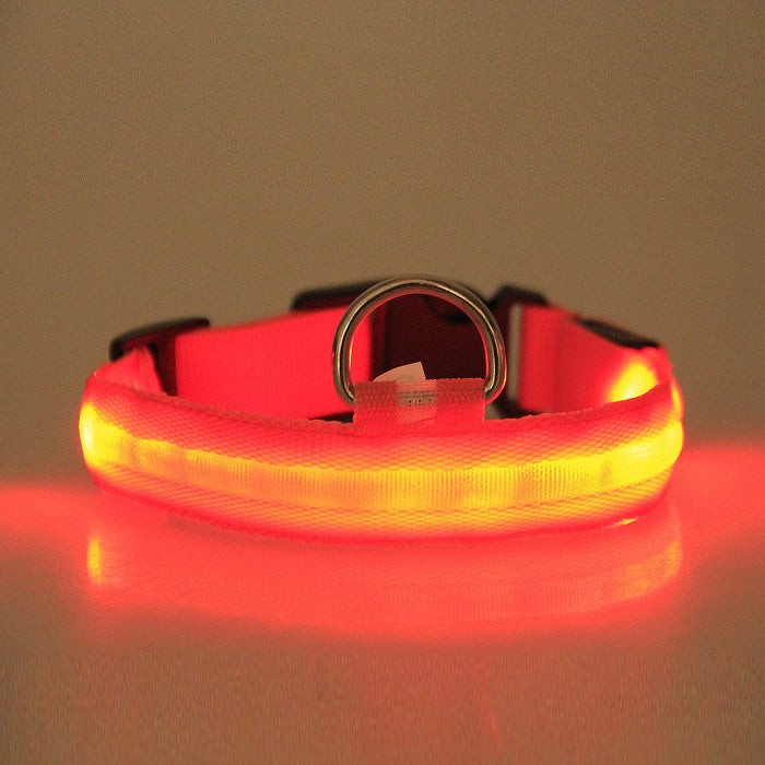 LED PET Safety Halo Style Collar - Medium Red