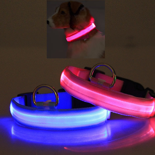 LED PET Safety Halo Style Collar - Medium Hot Pink